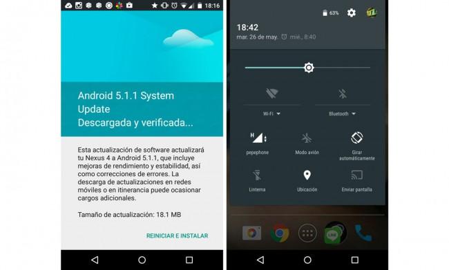 Android 5.1.1 Nexus 4 de LG y Google.