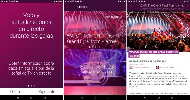 Eurovisión 2015 aplicación oficial.