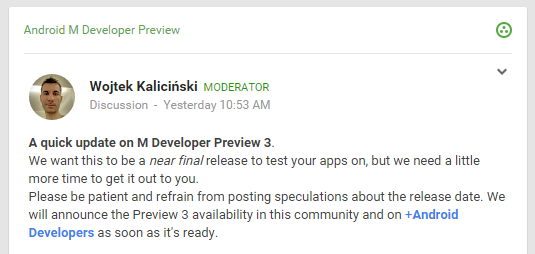 Android M Developer Preview 3.