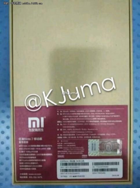 Caja del Xiaomi Redmi Note 2