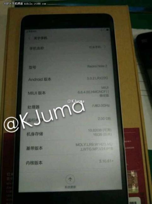 Imagen del posible phablet Xiaomi Redmi Note 2
