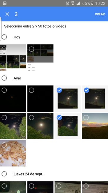 Selección de Google Fotos para Android