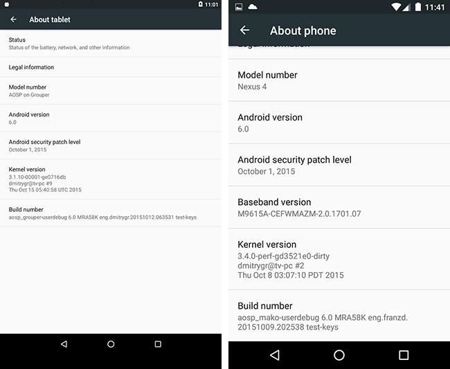 Android 6.0 MarshMallow Nexus 4 Nexus 7 2012