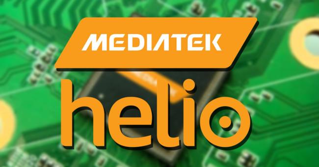 MediaTek Helio con montaje de fondo verde