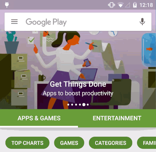 Pestañas en Google Play