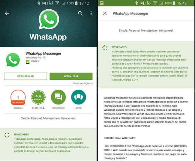 Actualizacion WhatsApp