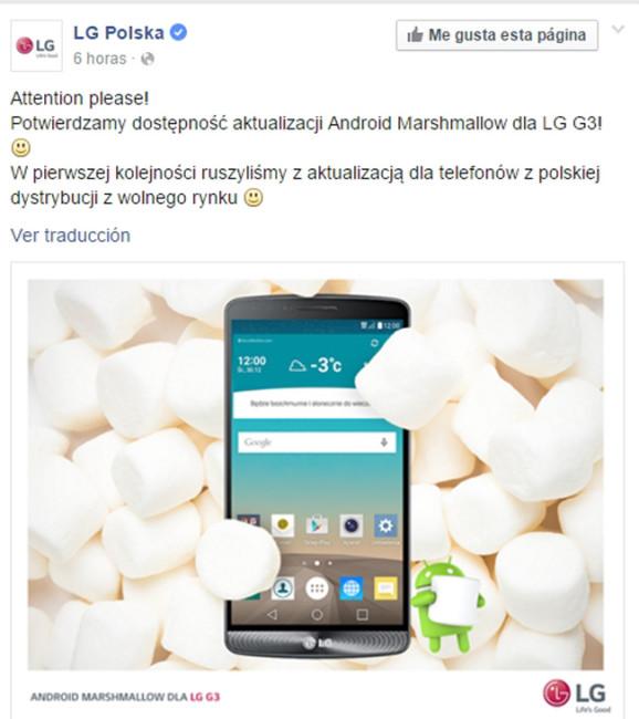 Actualización Android Marshmallow para el LG G3