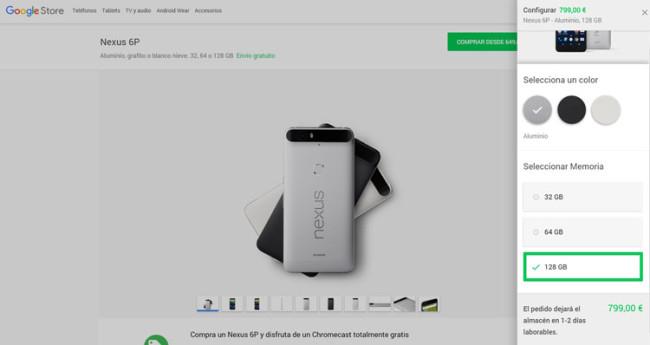 Nexus 6P de 128 GB en Google Play