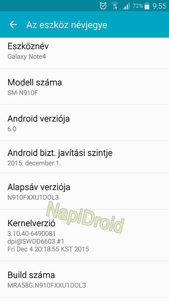 Pantallazon Android 6.0 MarhsMallow en el Note 4