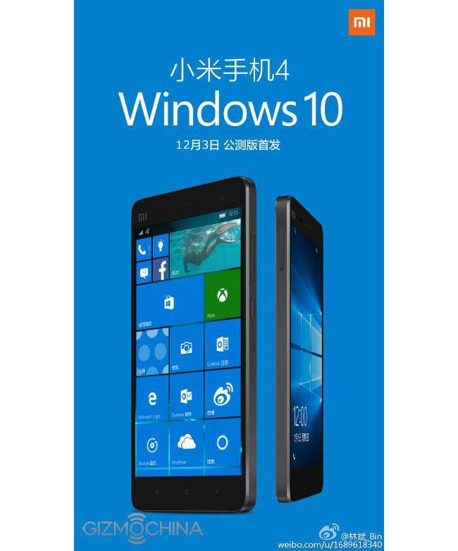 Windows 10 Mobile xiaomi mi4