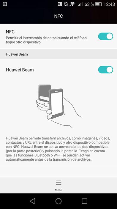 Detale de uso NFC en el móvil Huawei