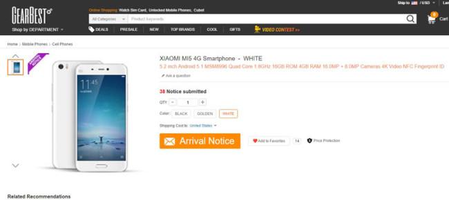 Xiaomi Mi5 en GearBest