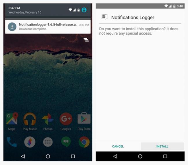 Funcionamiento de la app Notifications Logger en smartphone Android