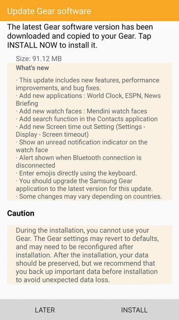 Actualización para el Samsung Gear S2