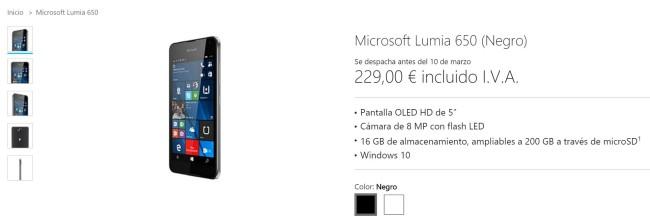 Compra del Microsoft Lumia 650