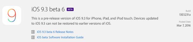 Nueva actualización Beta de iOS 9.3