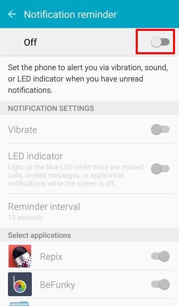 Activar las notificaciones Galaxy S7
