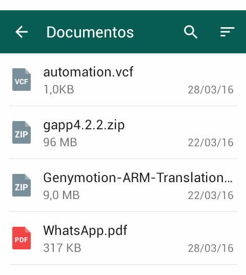 Archivos Zip y VCF por WhatsApp
