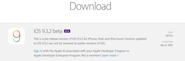 iOS 9.3.2 en su primera versión Beta