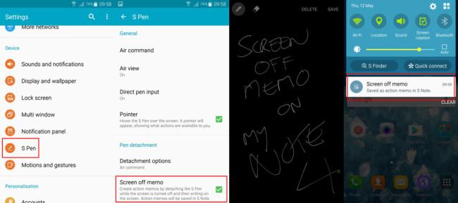 Activación de Screen-off memo en Samsung Galaxy Note 4