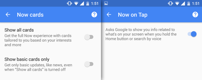 Google Now sin google cards
