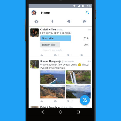 Interfaz Modern Design en Twitter para Android