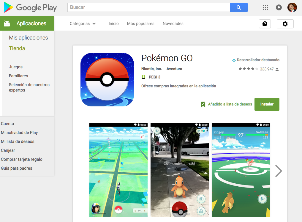 descargar pokémon go en españa desde google play