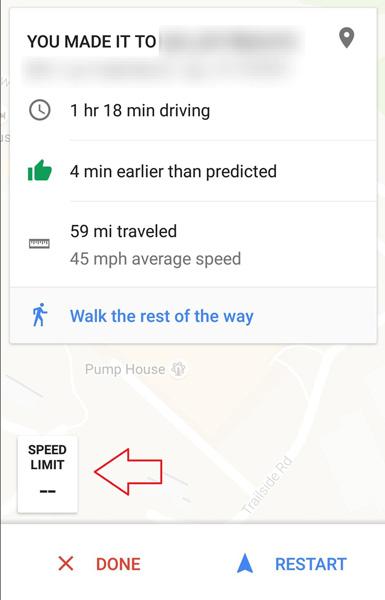 Limite velocidad Google maps