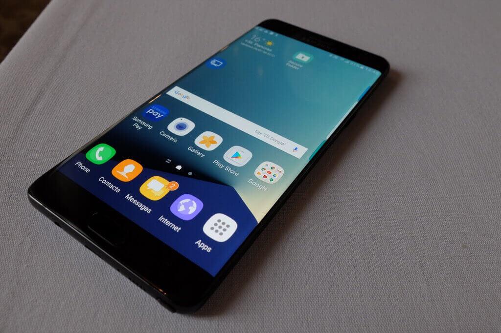 Samsung Galaxy Note 7 negro pantalla