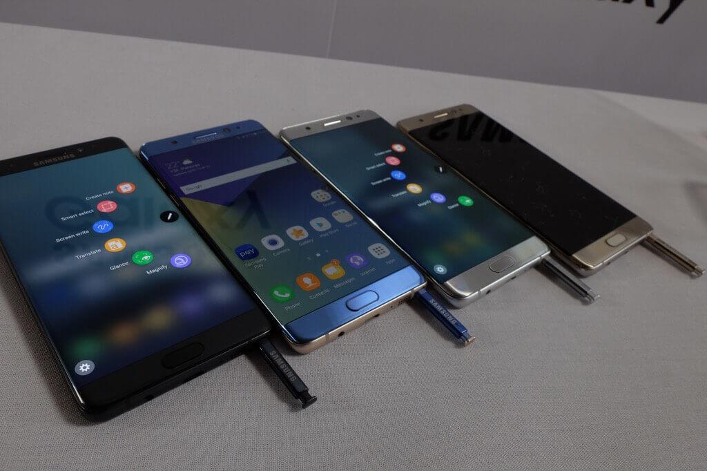 Samsung Galaxy Note 7 detalles todos los colores con puntero sacado