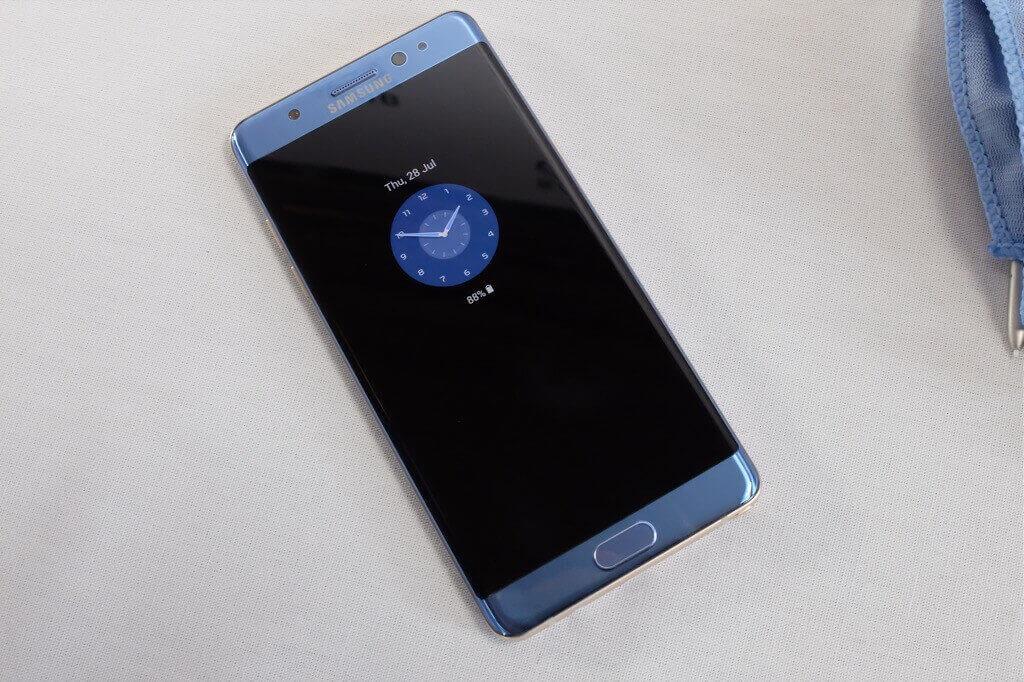Samsung Galaxy Note 7 azul pantalla bloqueada