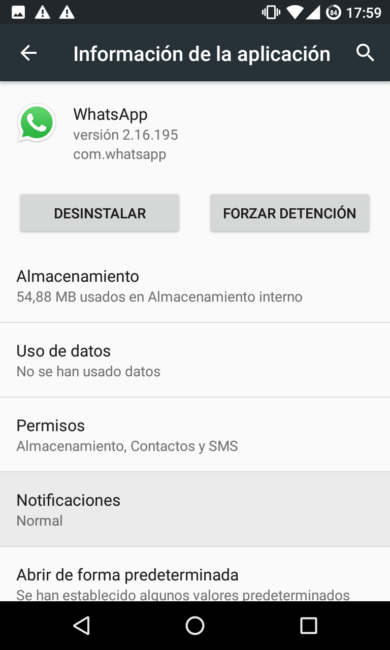 Propiedades WhatsApp Android 6.0 Marshmallow
