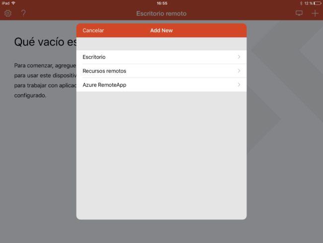 Añadir nuevo Escritorio Remoto iPad