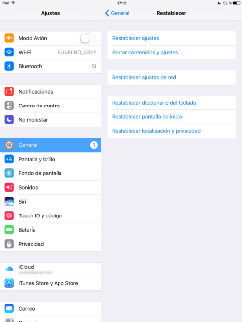 Restablecer valores de red iOS para solucionar los problemas con el Bluetooth