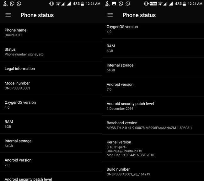 Actualización con Android 7.0 para el OnePlus 3T