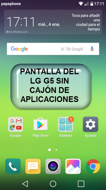 LG G5 con Android 7 sin cajón de aplicaciones
