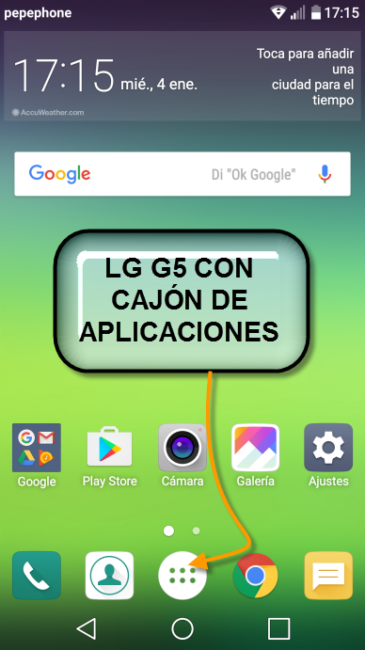LG G5 con Android 7 con cajón de aplicaciones