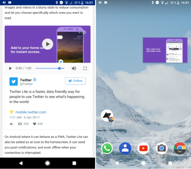 Chrome permitirá tener videos flotantes en Android O
