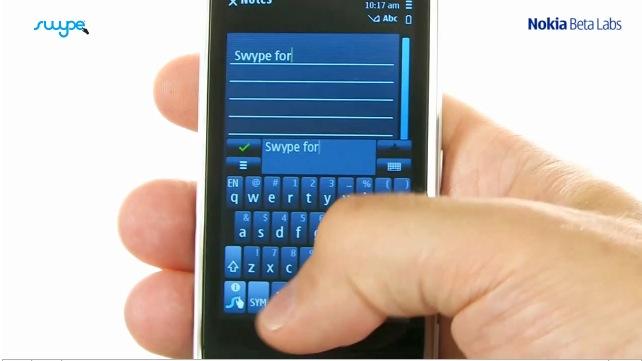 Swype en Nokia X6