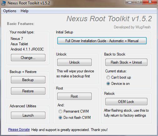 Herramienta root Nexus 7