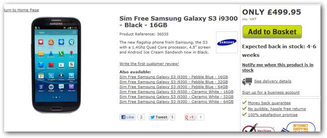 Reseva del Samsung galaxy S3 negro