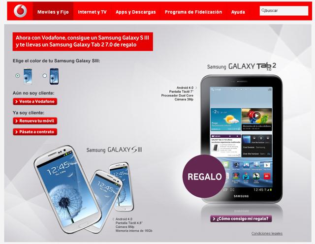 Vodafone promoción regala Samsung Galaxy Tab 2 7.0