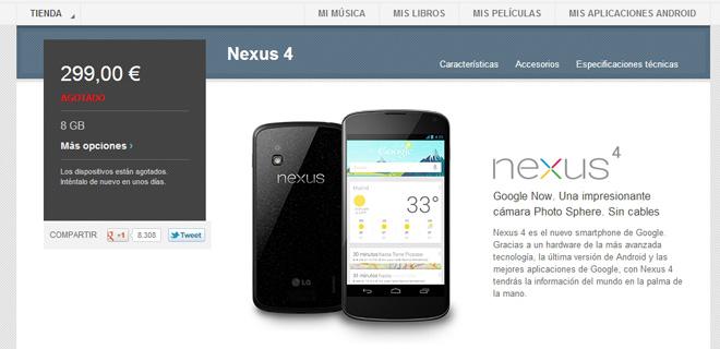 Disponibilidad del Nexus 4