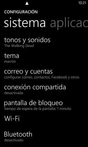 Pantalla Cuentas Nokia Lumia 920