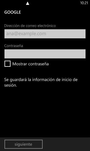 Pantalla dirección de correo Nokia Lumia 920