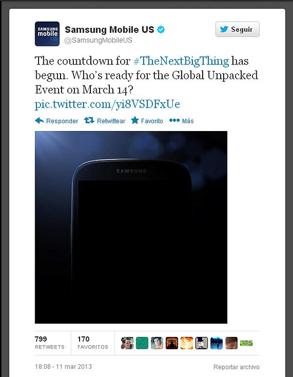 Samsung Galaxy S4 en Twitter