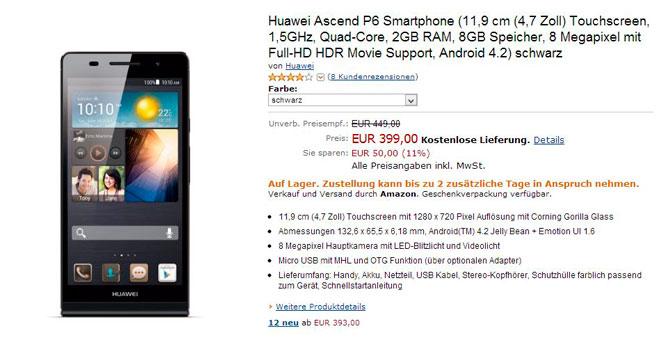 Huawei Ascend P6 en Amazon