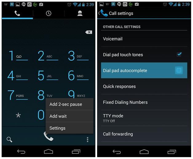 Android 4.3, autocompletar número de llamada...