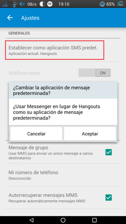 configuracion de Messenger