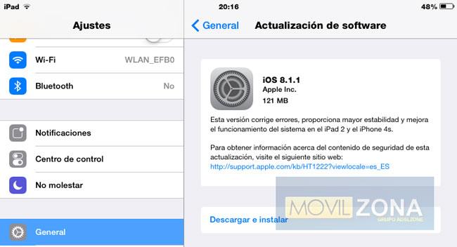 Actualizacion OTA con iOS 8.1.1